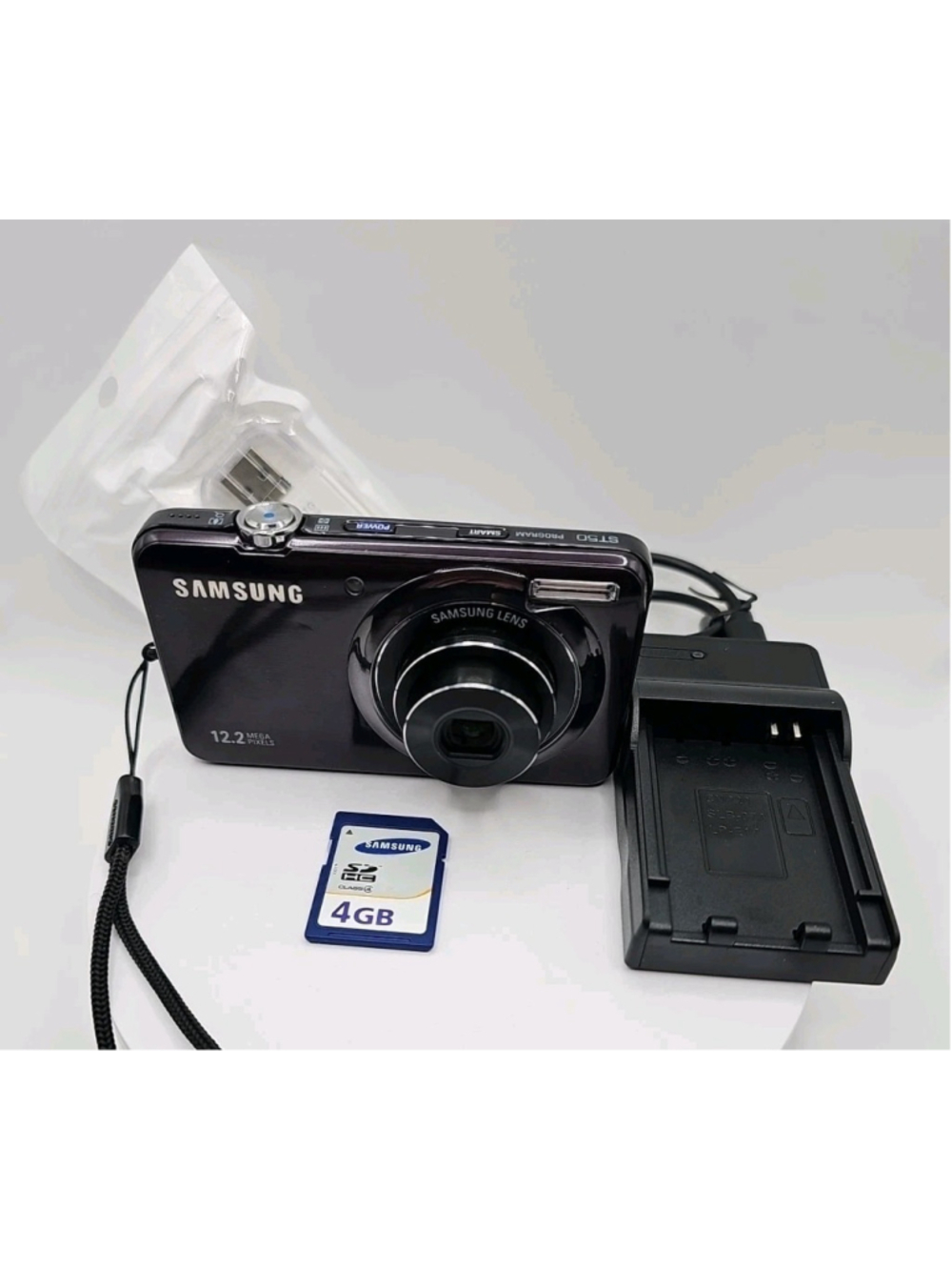 Samsung ST50 12.2MP Digital Camera With Battery Charger & SD Card Tested & Works